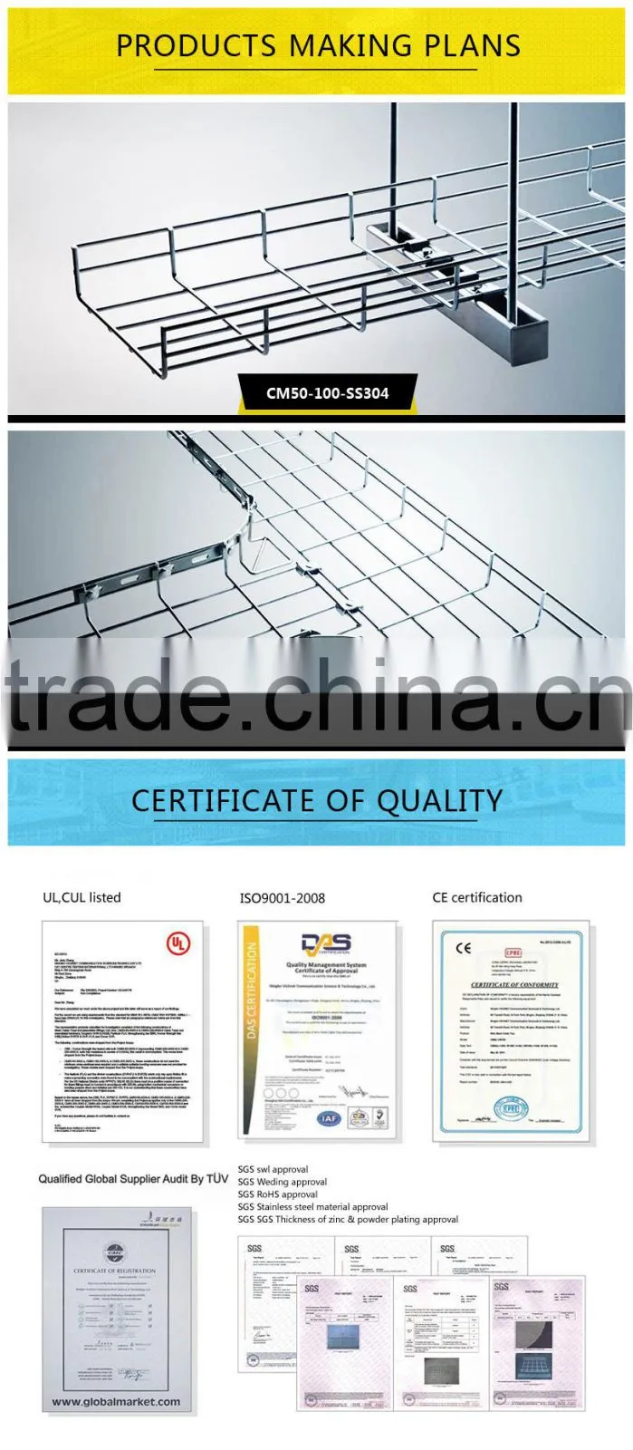Trade Assurance Good Quality Wire Mesh Electric Cable Tray with UL CUL CE