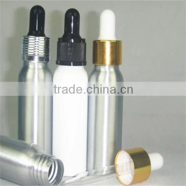 Whole sell 30ml aluminum bottles with a childproof droppper cap