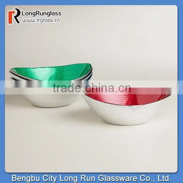 LongRun China New Products Fancy Glass Oval Bowls Sets of 4 Colorful Glassware for Holiday Use