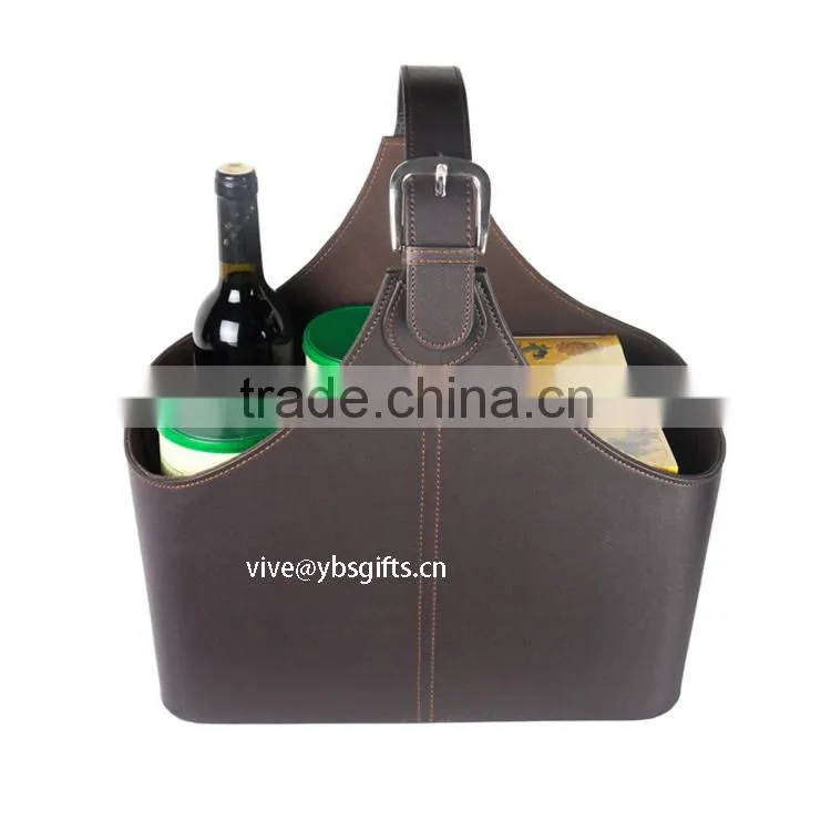 leather storage baskets wine basket
