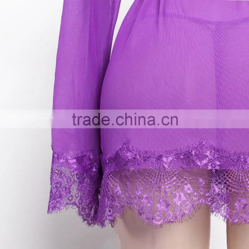 High quality romantic sexy eyelash lace robe
