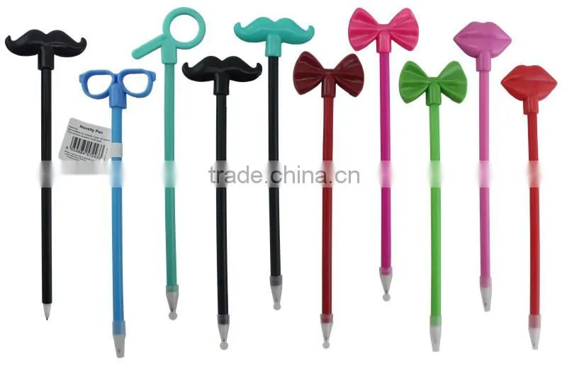 Yes Novelty plastic fancy pen/moustache/lips/glasses shape ball-point pen
