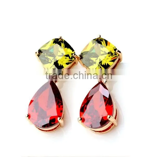 2016 Luxury Women Candy Color Zircon Drop Charm Pendant Earrings Wholesale ZTTM-E-2012080405