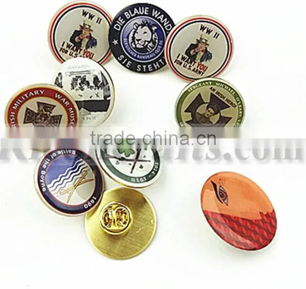 Metal Label pin of of football and flag logo