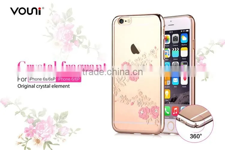 Crystal Electroplating With Diamond Bling PC Back Cases Cover For Iphone 6 6S 6 Plus