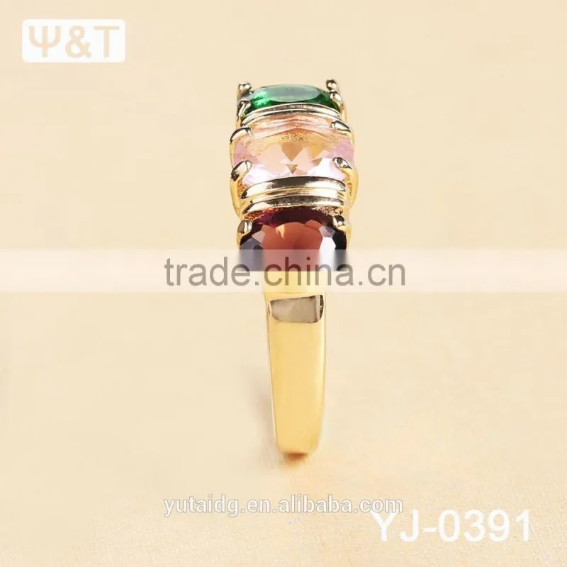 Jingli Jewelry Gold Plated Wedding Ring With Colorful Stones (YJ-391)