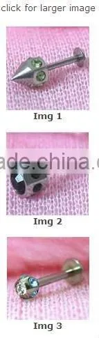 Labret with flame ball lip ring stud body piercing jewelry