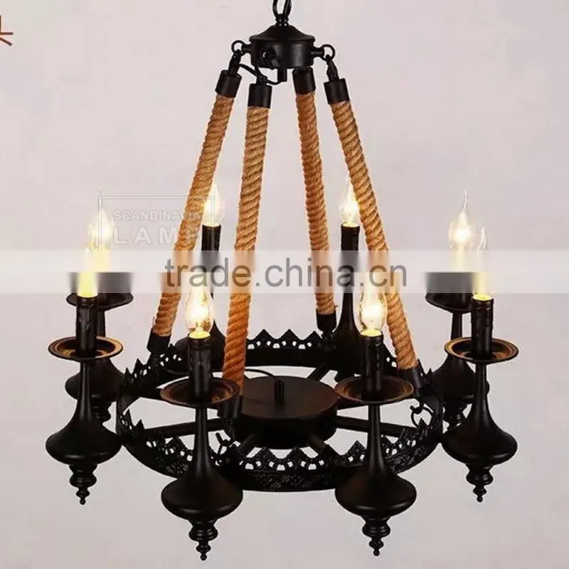 Vintage Industrial Pendant Lighting Iron Ceiling Lamp candle Chandelier