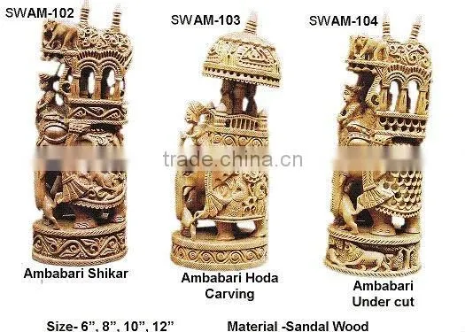 sandalwood carved ambabari elephant