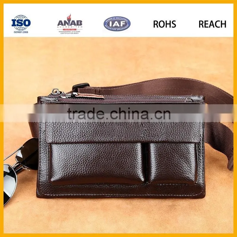 Western Fashion Men and women PU Small Waist Bag with Zipper and Mobile Phone Compartment