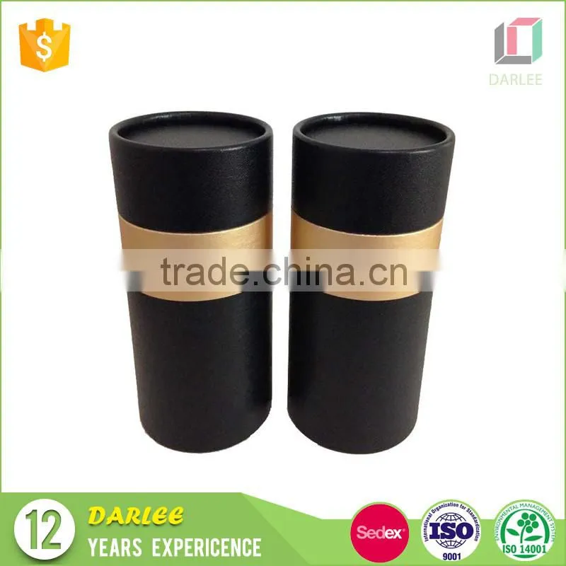 Alibaba China manufacturers high end hot stamping black round tube box with lids