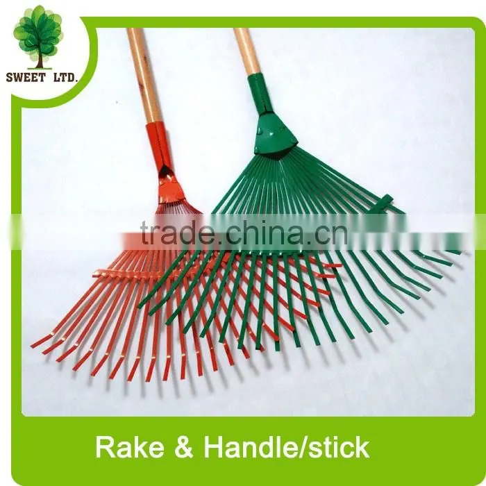 Hot sales plastic leaf rake heads / plastic rake with wooden stick