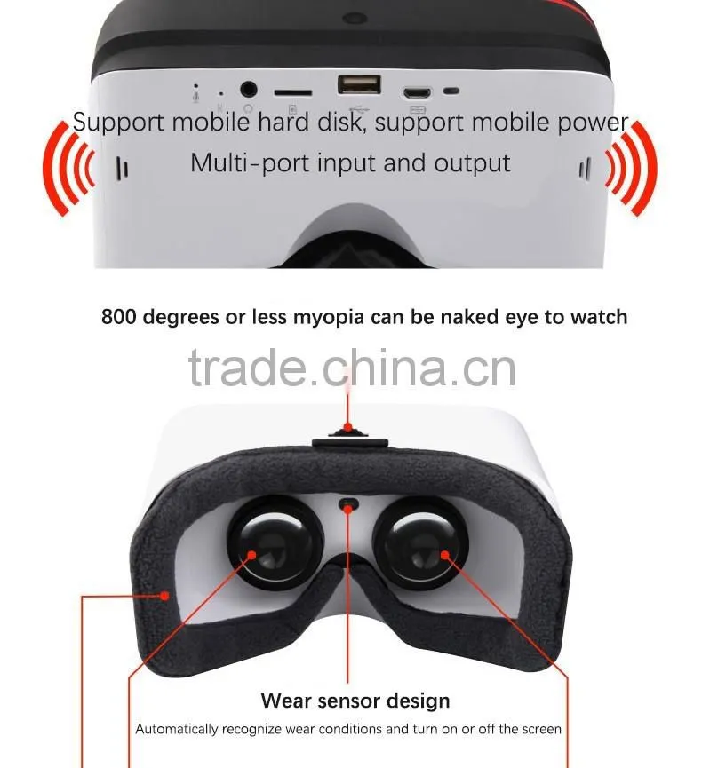 Wholesale VR Box 2.0 Virtual Reality 3D Glasses with Remote Controller & Bluetooth