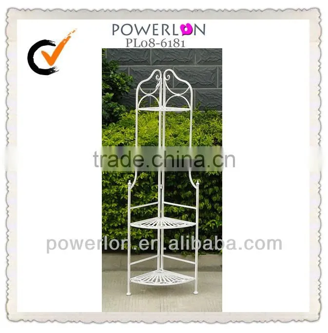 decorative 3 tier wrought iron flower shelf