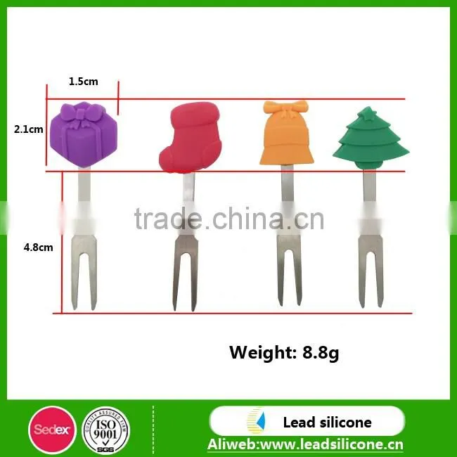 Christmas Series stainless Silicone fork for fruit / Cake / dessert