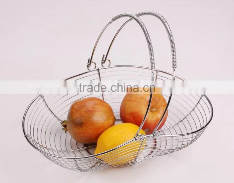 High Quality Steel Wire Vegetable And Fruit Basket With Plastic Tray