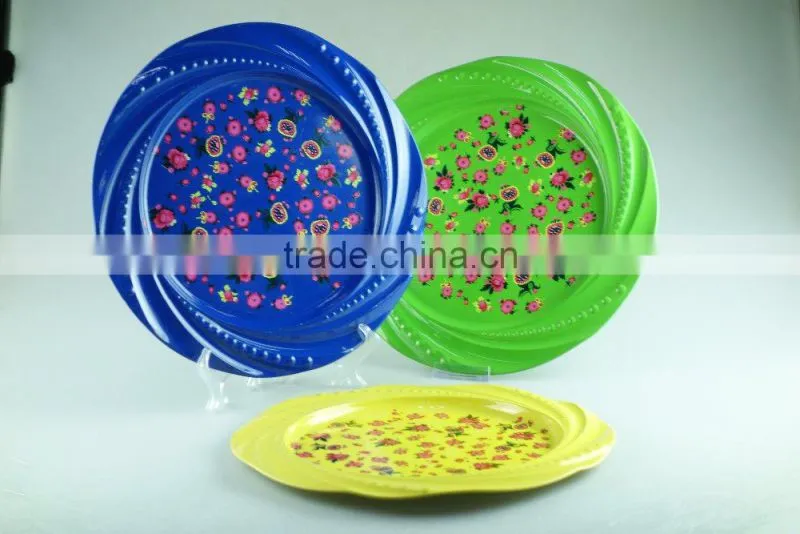 New stainless steel decal and spray paint plate cast Iron food storage dish enamel round dish