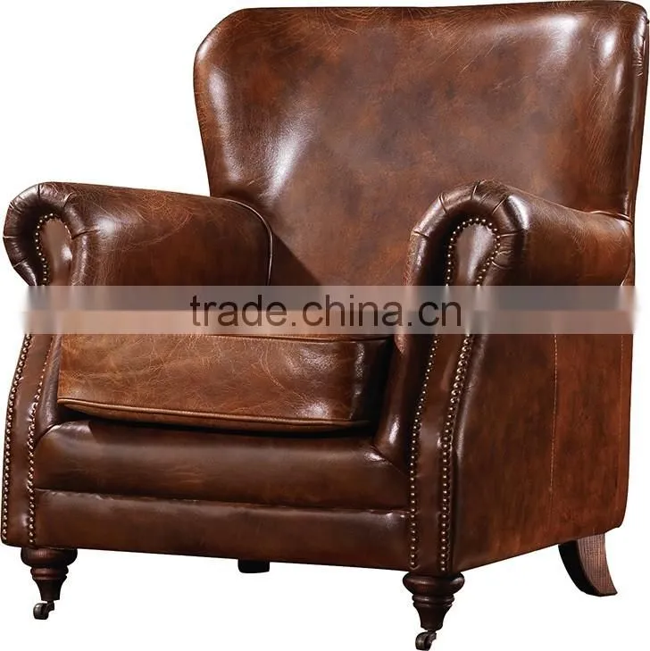 2016 high quality retro ,vintage leather leisure chair for living room C605#