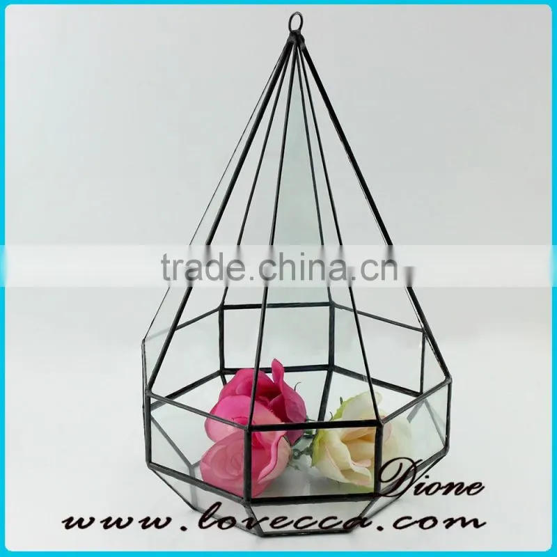 Wedding design shop garden decoration air plant hanging glass geometric terrarium