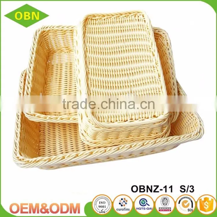 Custom cheap stackable woven heated durable rising square plastic bread fruit basket