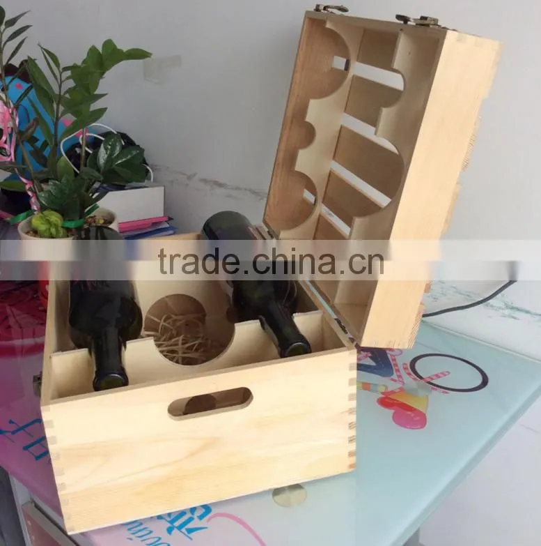 Two layers of six bottles wooden boxes