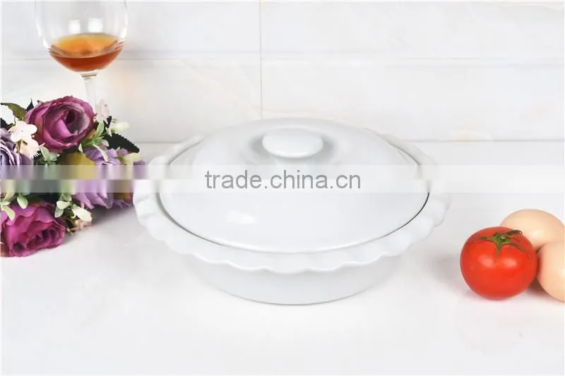 10" ceramic white porcelain round bakeware