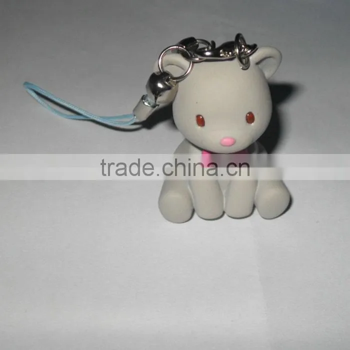 Keyring with polyresin mascot decoration