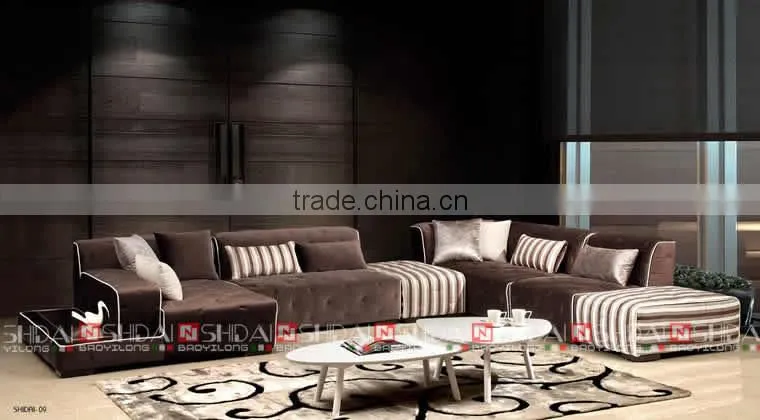 2016 new style modern fabric wooden corner sofa G1116