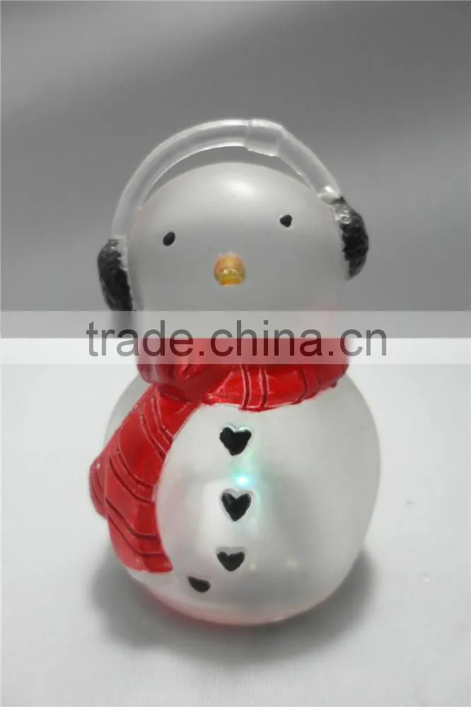 Flashing LED color changing small acrylic snowman