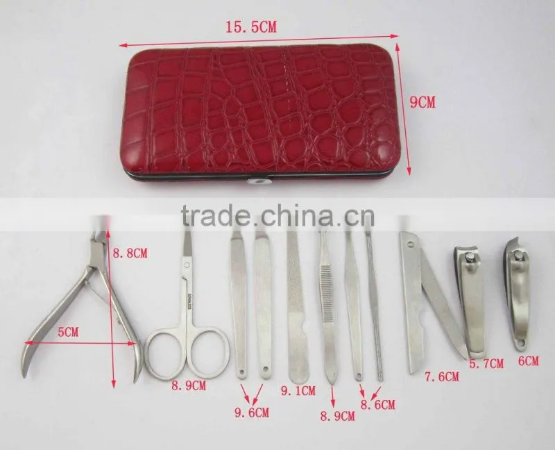 Fancy Red Color Case All Stainless Steel Nail Manicure Set