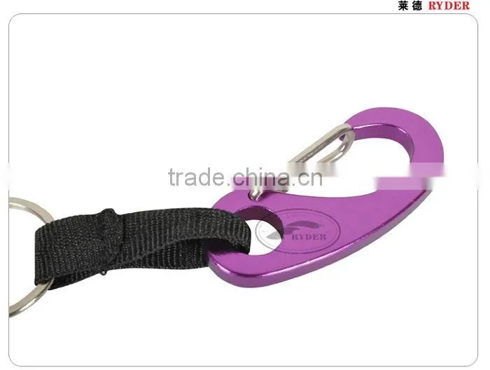 Purple Camping Aluminum Karabiner Clip with Strap