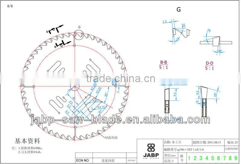 Fast speed cutting wood blade