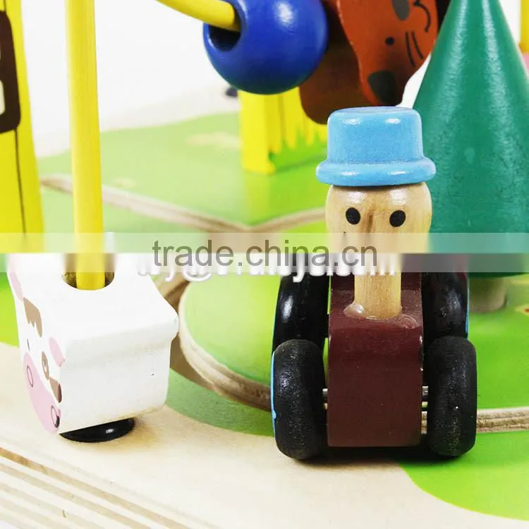 new design bead maze wooden kids roller coaster toy for education W11B141-S
