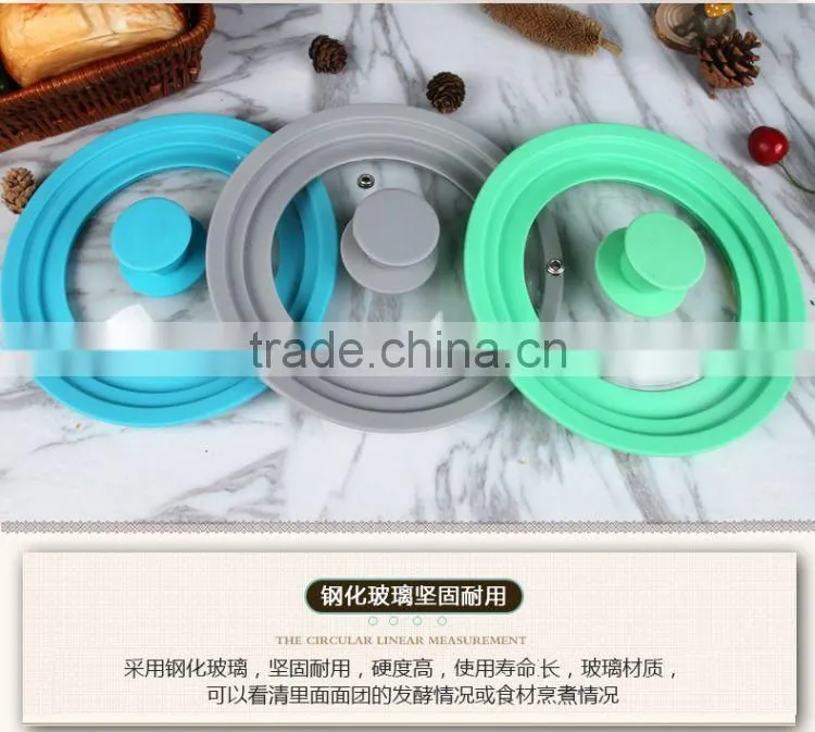 The Large Universal Pot Pan Lid Tempered Glass Cover with Silicone Rim