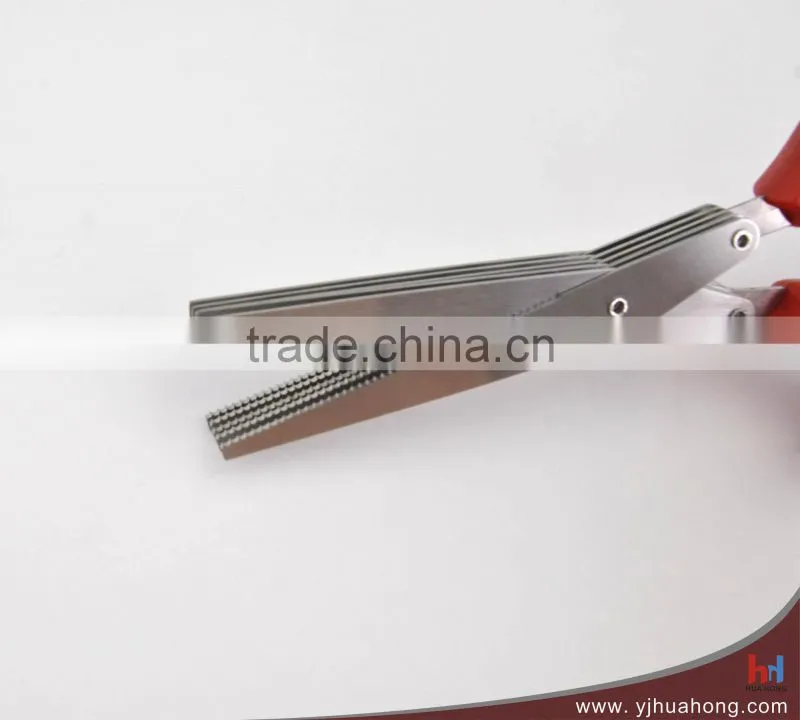 Stainless Steel shredder scissors,kitchen herb scissors with serrated 5 blades
