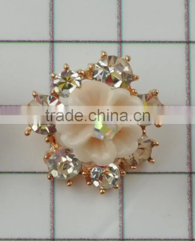 glass beaded rose flower silver rhinestone button for shoe parts