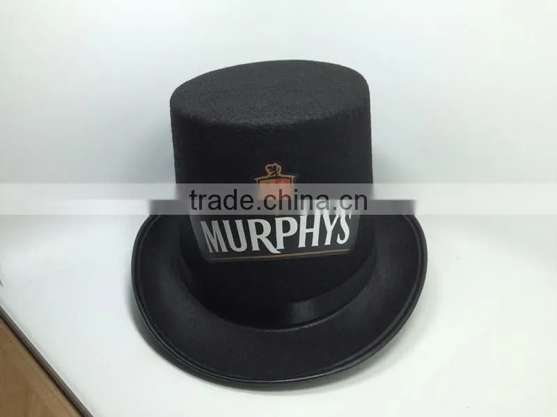 Custom black round top hat and magic cap with printing