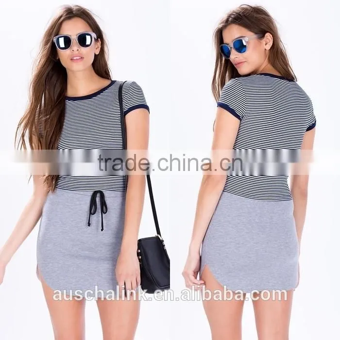 new arrival girls two color stripe t shirt custom OEM service