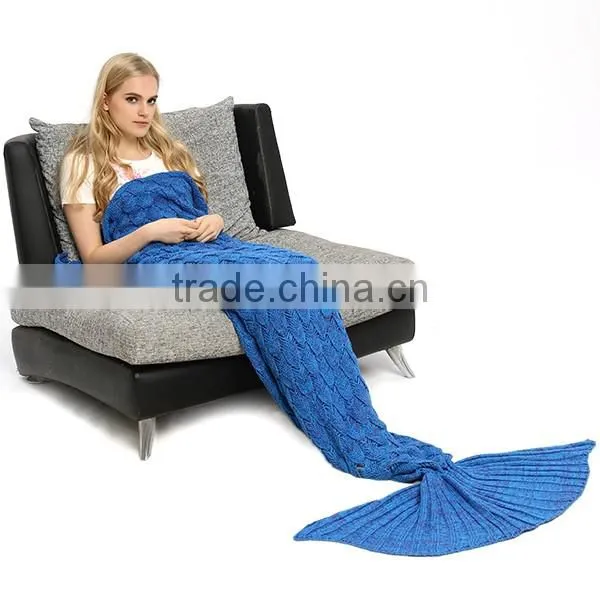 Soft Acrylic Adult Kids Mermaid Tail Blanket With Scale