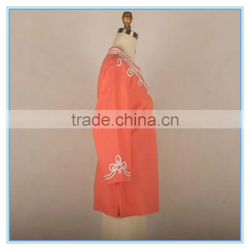 Hot Cotton Linen Clothing Plus Size Blouse Neck Embroidery Design