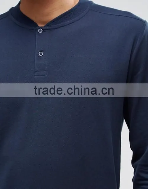 Fashion men baseball collar long sleeves top t-shirt custom