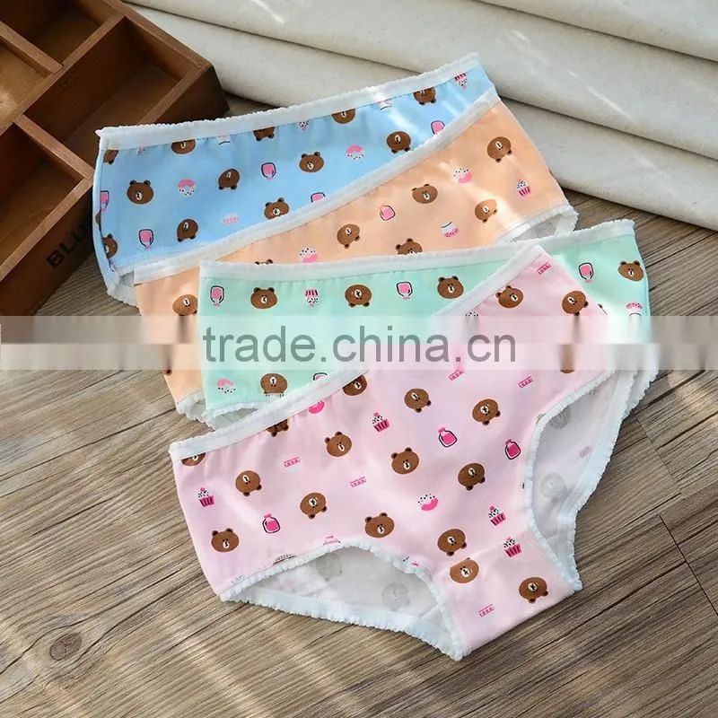 2017 Cheap Cotton Colorful Cartoon Print Yough Sexy Lady Panty(OEM)