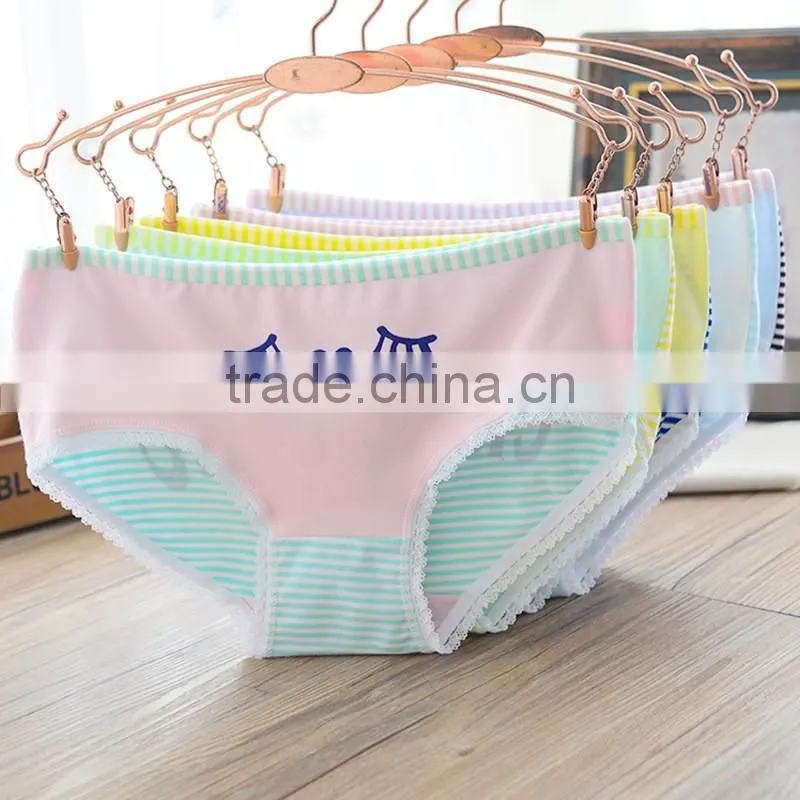 2017 Cheap Cotton Colorful Cartoon Print Yough Sexy Lady Panty(OEM)