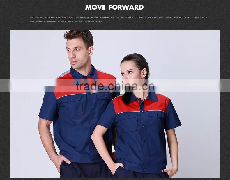 Juqian mens working coverall workwear Cotton short sleeve summer Industrial safey work uniforms