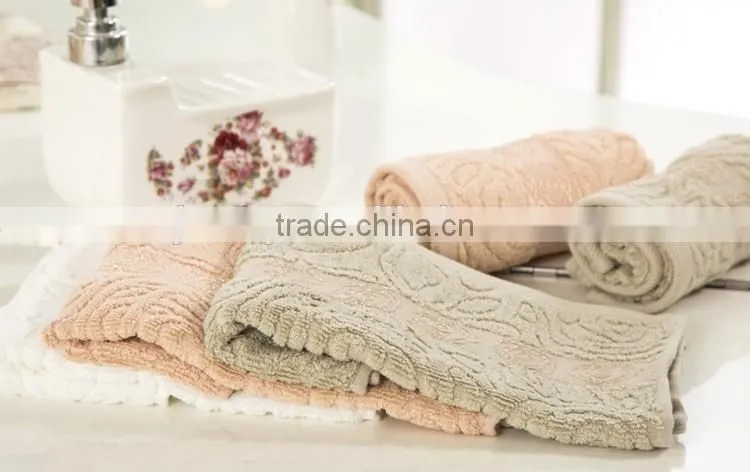 custom emboss logo hotel bath face hand towel