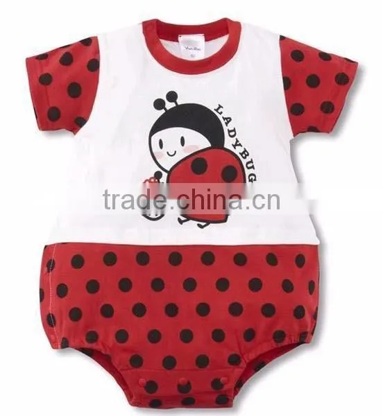 2016 cartoon animals dot printed short sleeve pure cotton baby romper