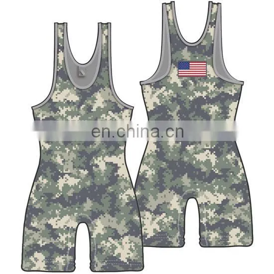 Cheap sublimated camo singlet wrestling singlet for sale