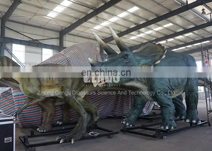 Handmade Fiberglass Dinosaur Triceratops Statue