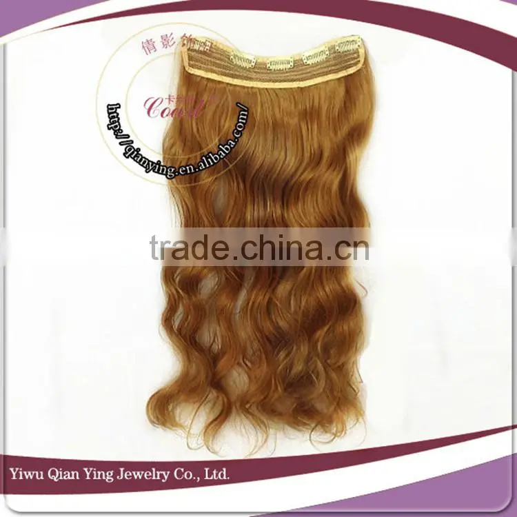 brown natural way easy clips curly synthetic fiber hair extensions