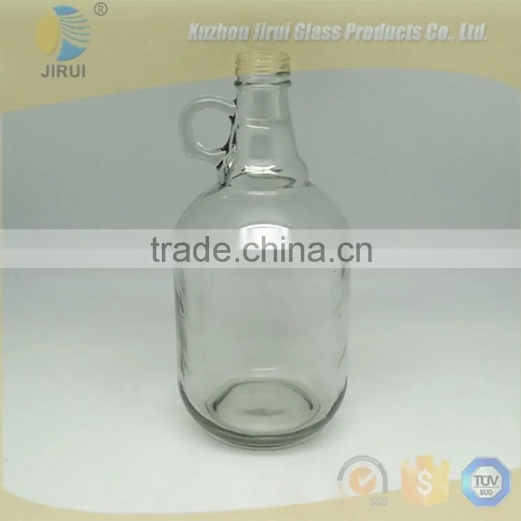 2.5l Clear glass wine bottle with screw cap with handle